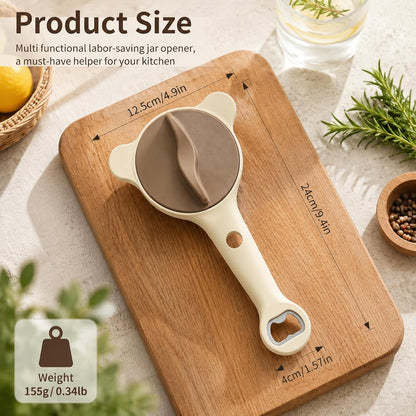 4-in-1 Jar Opener for Weak Hands & Arthritis, Adjustable Lid Opener | Non-Slip Stainless Steel Can & Bottle Opener for Jars, Cans & Bottles, Easy Grip Kitchen Tool for Seniors
