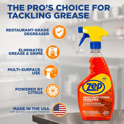 Zep Heavy-Duty Citrus Degreaser Cleaner Concentrate - 1 Gallon (1 Unit) ZUCIT128 - Restaurant Grade Degreaser and Cleaner Removes Oil, Grease, Adhesive, and Kitchen Soil