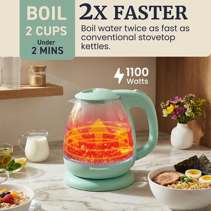Elite Gourmet 1.7L Cool-Touch 1500W Fast Boil Kettle, Double Wall, Black | Fully Stainless Steel Lid & Interior, BPA-Free, Auto Shut-Off