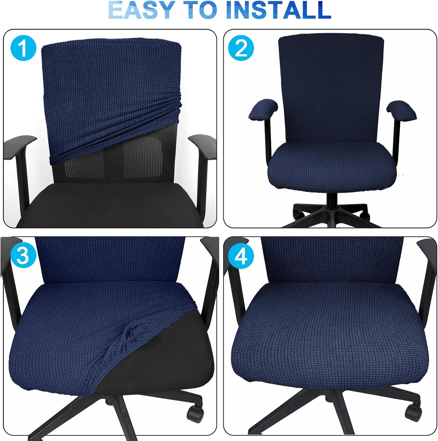 Tallew 4 Pcs Office Chair Covers Set Computer Universal Protective Stretchable Chair Seat Covers Desk Armrest Slipcovers Pads Office Cushion Backrest for Rotating (XL,Silver Gray)