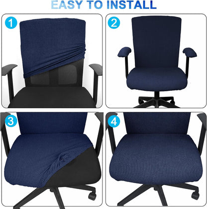 Tallew 4 Pcs Office Chair Covers Set Computer Universal Protective Stretchable Chair Seat Covers Desk Armrest Slipcovers Pads Office Cushion Backrest for Rotating (XL,Silver Gray)