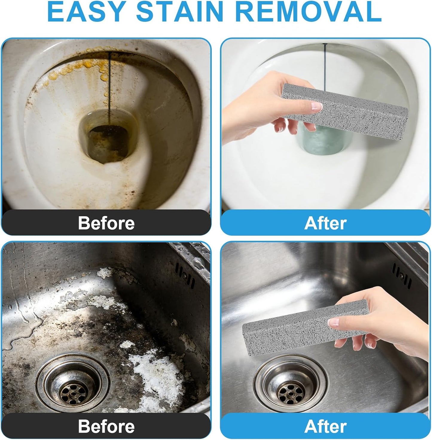 6 Packs Pumice Stone Toilet Bowl Cleaner, Pumice Stone for Cleaning, Powerfully Cleans Hard Water Rings, for Cleaning Toilets, Bathtubs, Grills, Swimming Pools, Sinks