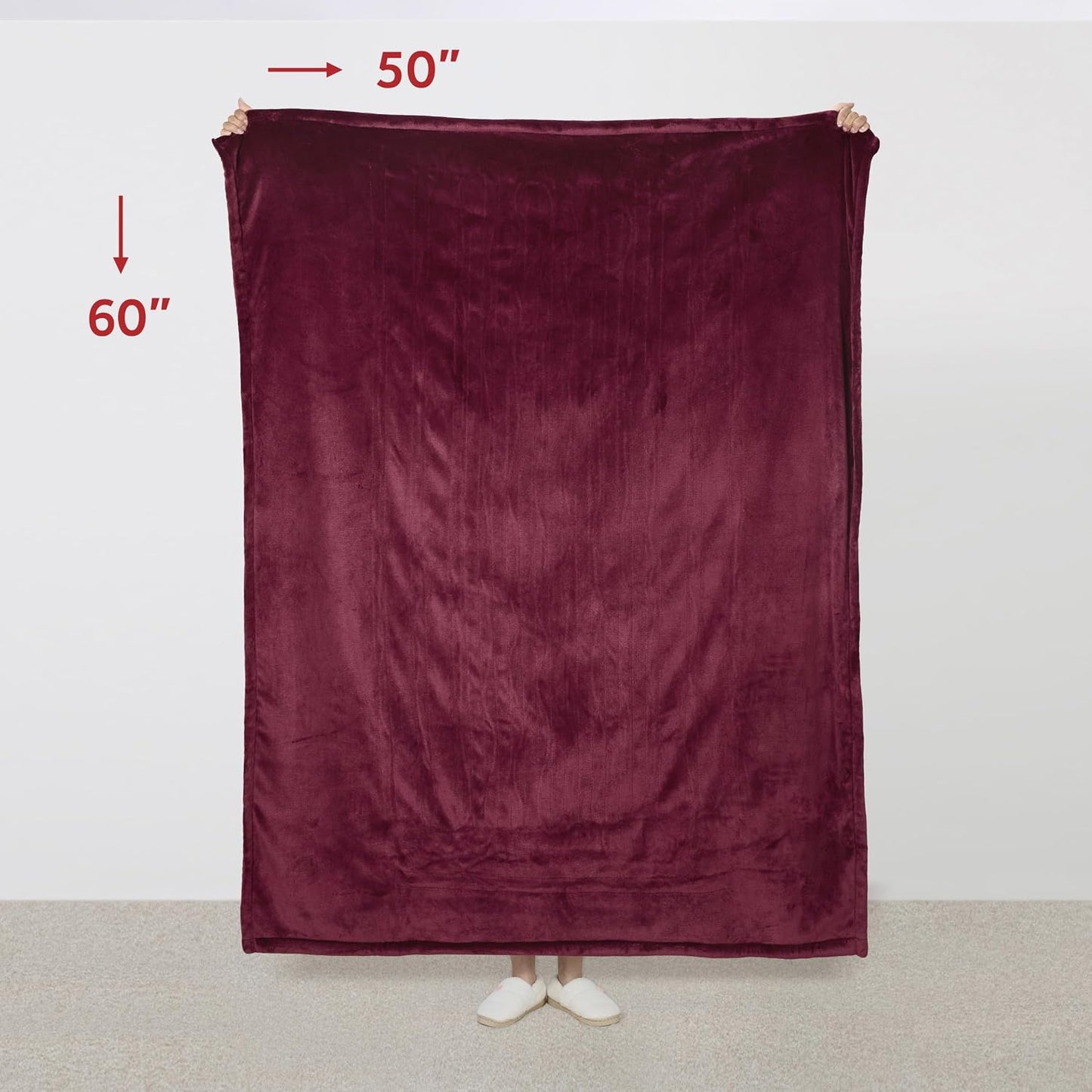 Sunbeam Electric Throw Royal Mink Sherpa Heated Blanket, 4 Heat Settings, 4-Hour Auto Shut-Off, Fast Heating, Luxurious and Ultra Comfy, Cabernet Color, 50" x 60"