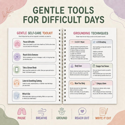 Self-Care Journal with Wellness Trackers, Mood Log & Reflection | Daily Check-Ins, Weekly Reflections & Guided Self-Care Tools