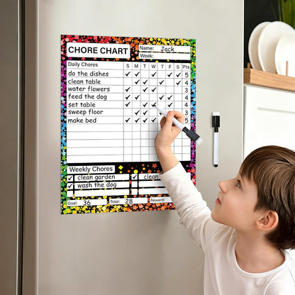 2 Pack Magnetic Chore Chart for Kids 12" x 9" Confetti Dry Erase Reward Chore Charts Weekly Behavior Responsibility Chores Board for Teens Adults Fridge Family Task Organization Home Rewards