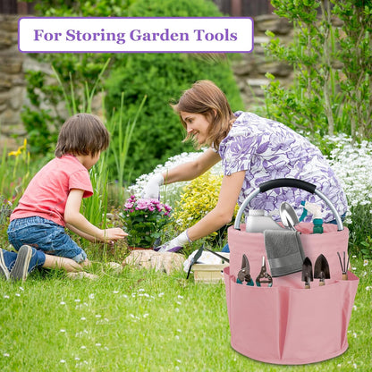 17L Cleaning Caddy with Handle and 6 Pockets, Foldable Cleaning Supply Caddy, Portable Shower Caddy in 600D Oxford Fabric, Multifunctional Storage Basket for Camping, Gardening, Black