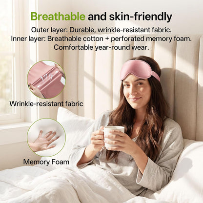 3D Sleep Eye Mask for Side Sleepers | Full Blackout, Zero Pressure, Lash Friendly, Adjustable Strap, Pink color