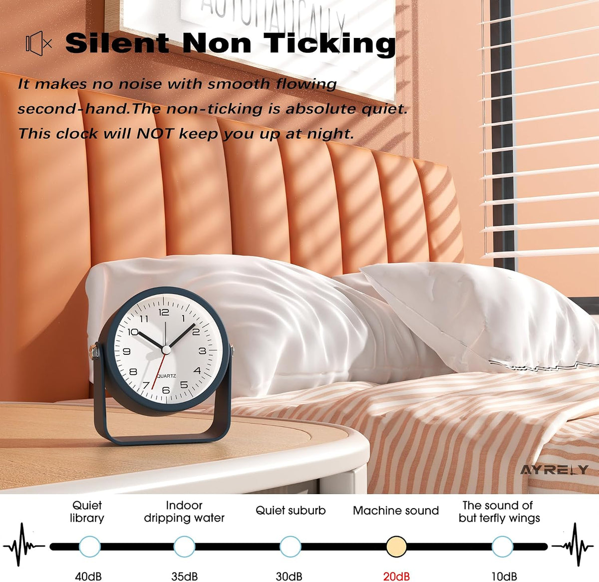AYRELY® 3.5" Small Analog Travel Alarm Clock, Battery Operated Desk Clock