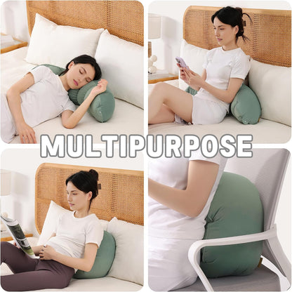 Peallow(Pat. Pend) – Long Round Body Pillow for Adults, Bolster Pillow for Sleeping, Soft and Supportive Pillow for Sleeping & Lumbar Support (Green-White, 29.5")