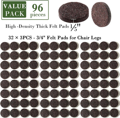 Fursafe&Q Felt Furniture Pads, Furniture Felt Pads for Hardwood Floors -Self Adhesive Chair Leg Floor Protectors, Protect Your Floors from Nicks, Bumps and Scratch,96 Pcs Round Cabinet Door Bumper
