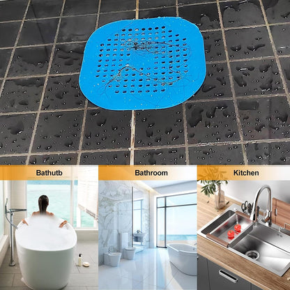 Bovinde Hair Drain Catcher,Square Cover for Shower 2 Pack (Black) | Drainer Cover Silicone Hair Stopper with Suction Cups,Protector Accessories,Easy to Install Suit for Bathroom,Bathtub,Sink