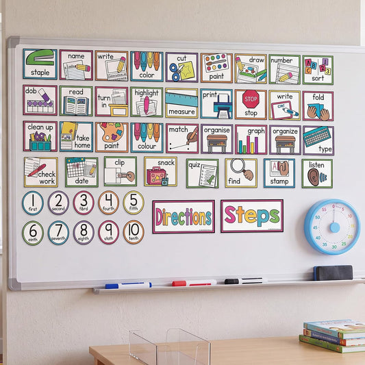 Kingdder Magnetic Visual Timer with 47 Classroom Visual Direction Card