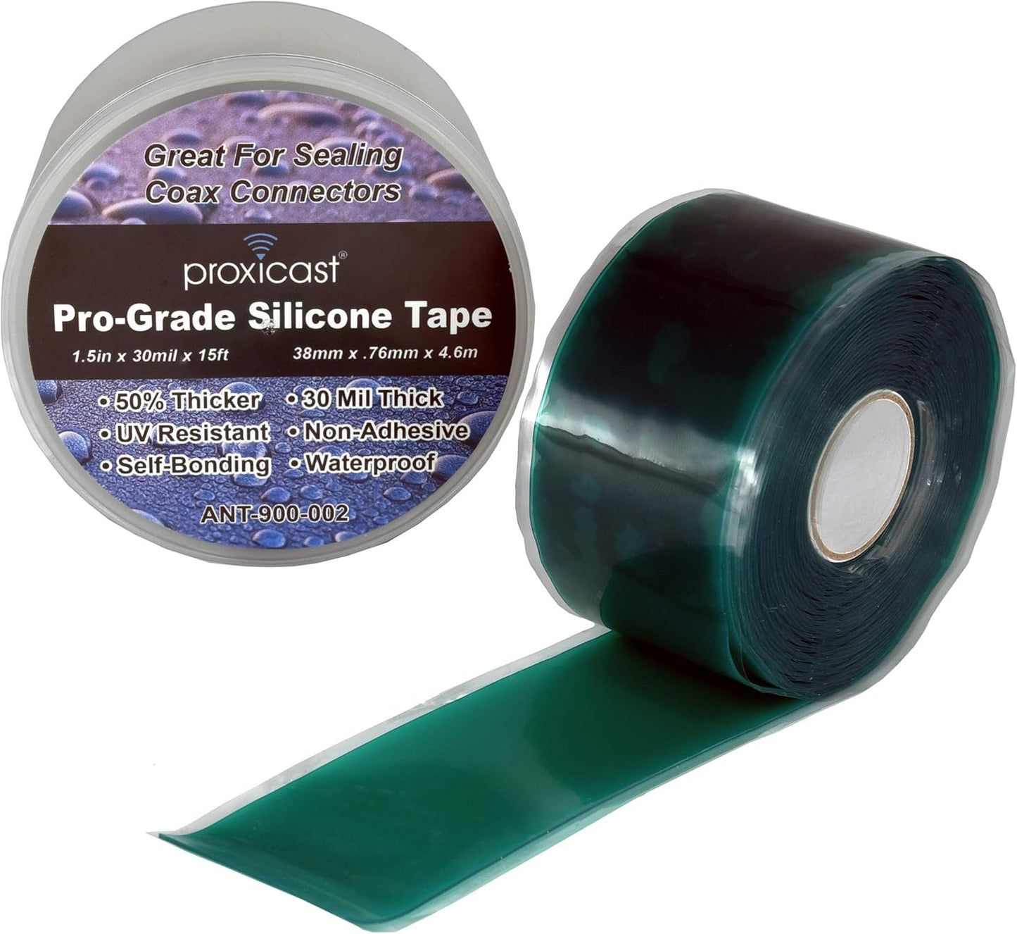 Proxicast Self Fusing Silicone Tape Waterproof - 1.5" x 15' Roll - Black | 30 mil Thick Weatherproof Rubber Coax Tape for Antennas, Electrical Wires, Pipe Leaks, Emergency Repairs - ANT-900-002