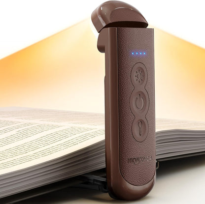 HIONXMGA Book Light Rechargeable, Eye-Care Clip on Reading Light for Books in Bed, 3 Color & Stepless Dimming, 140H Long Lasting Book Lights for Reading at Night, Gifts for Book Lovers(Black)