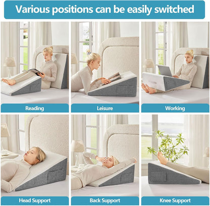 Nordjager Leg Elevation Pillow, 8 Inch Memory Foam Support Cushion | Elevate Legs With Ergonomic Wedge Support; Memory Foam Cushion Provides Pressure Relief With Soft Washable Cover.