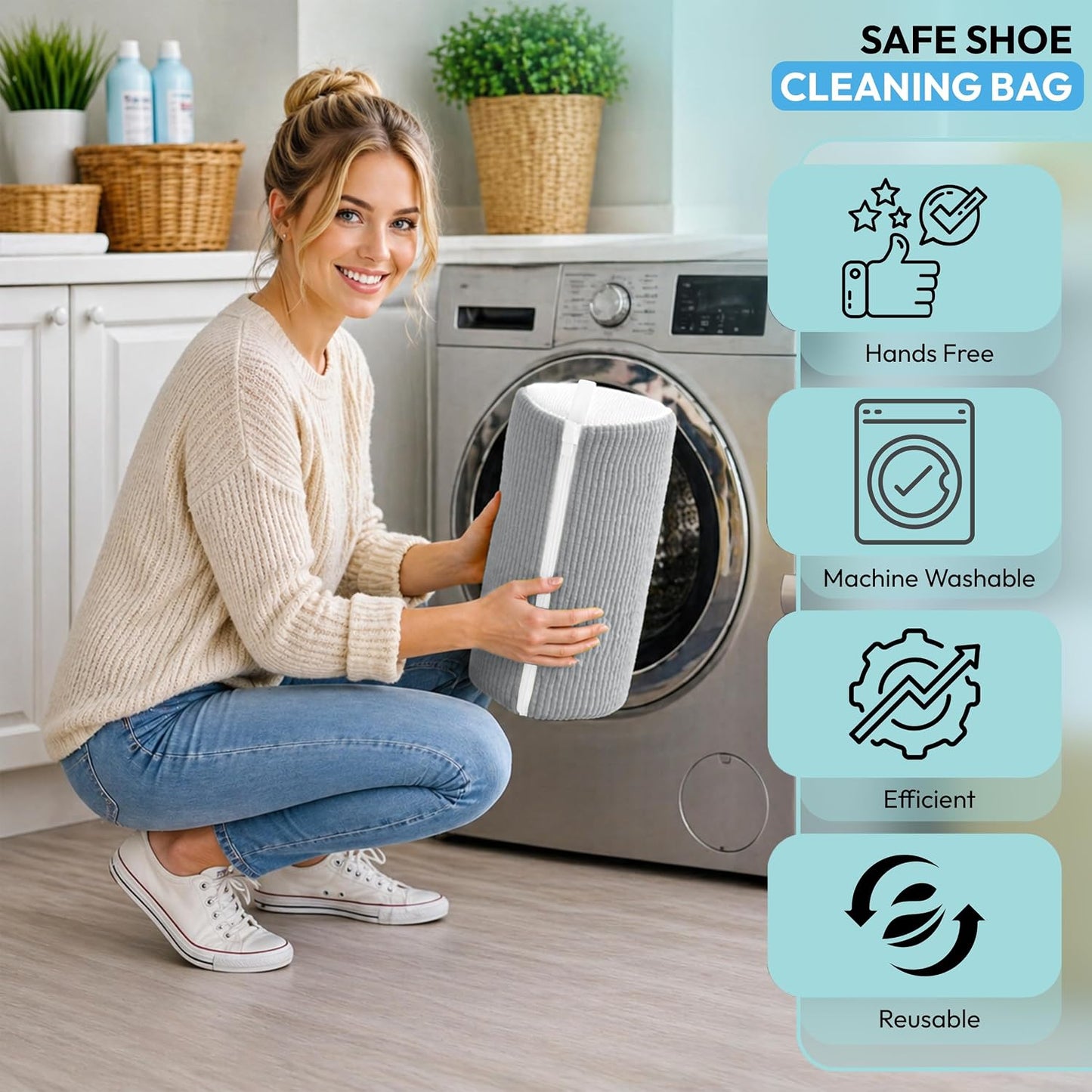 Shoe Washing Machine Bag - 360° Deep Clean shoe washing bag - 2Pc | Laundry Shoe Bag for Washer and Dryer - Reusable Shoe Cleaning Bag -Shoe Bag for Washing Sneakers etc with Zip Lock - Yellow