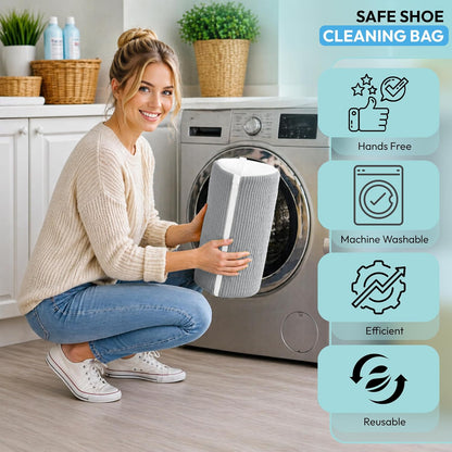 Shoe Washing Machine Bag - 360° Deep Clean shoe washing bag - 2Pc | Laundry Shoe Bag for Washer and Dryer - Reusable Shoe Cleaning Bag -Shoe Bag for Washing Sneakers etc with Zip Lock - Yellow
