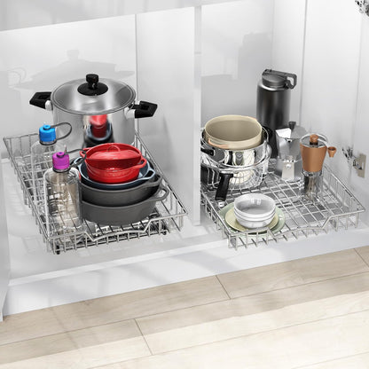 Simple Houseware Under Cabinet Pull Out Sliding Shelf, 21" Dx11 W, Chrome