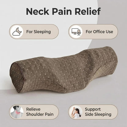Cervical Neck Pillow for Pain Relief Sleeping, Neck roll Pillow Memory Foam for Stiff Neck Pain Relief ，Travel Bolster Pillow for Bed for Side Sleepers Back Sleeper. (Blue)