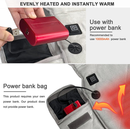 Portable Heated Seat Cushion (No Power Bank) - Premium Heated Camping Chair Pad, Foldable Heated Stadium Seat for Bleachers, USB Powered for Sports & Concerts - Grey