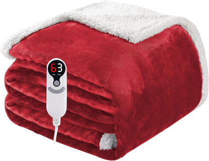 Soypipo Electric Heated Throw Blanket 50"x60", Faux Fur Plush with 4 Heat Settings & 2/4/8/10H Auto Shut-Off, Overheat Protection, Machine Washable, for Office & Chair, Dark Grey