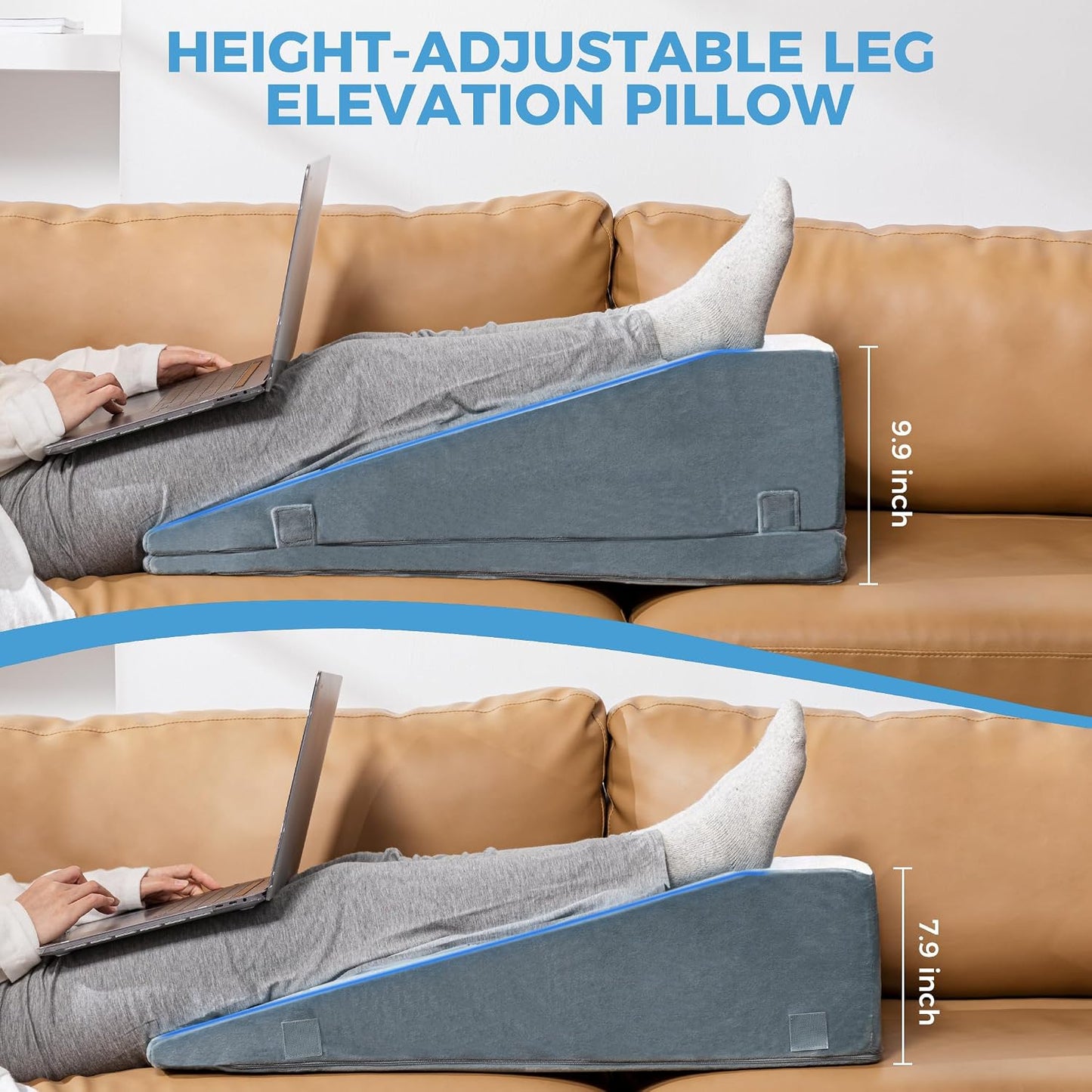 Ganondorf Leg Elevation Pillow, Premium Foam Leg Support Adjustable Wedge Pillow Relieves Joint Pain After Surgery Ergonomic Curve for Leg Support Promote Blood Circulation Single Leg