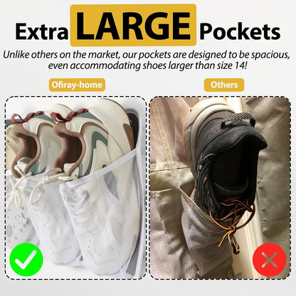 RV Shoe Storage for Bedside - 16 Extra Large Pocket Entryway Shoes Rack | Wall Mounted Bed Hanging Pocket Organizer, Bedside Caddy for Shoes and Tool Accessories, RV & Camper Essentials 2 Pack