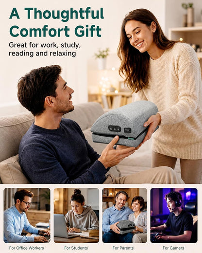 Snailax Heated Foot Rest Under Desk, Adjustable Height Foot Stool with Heat