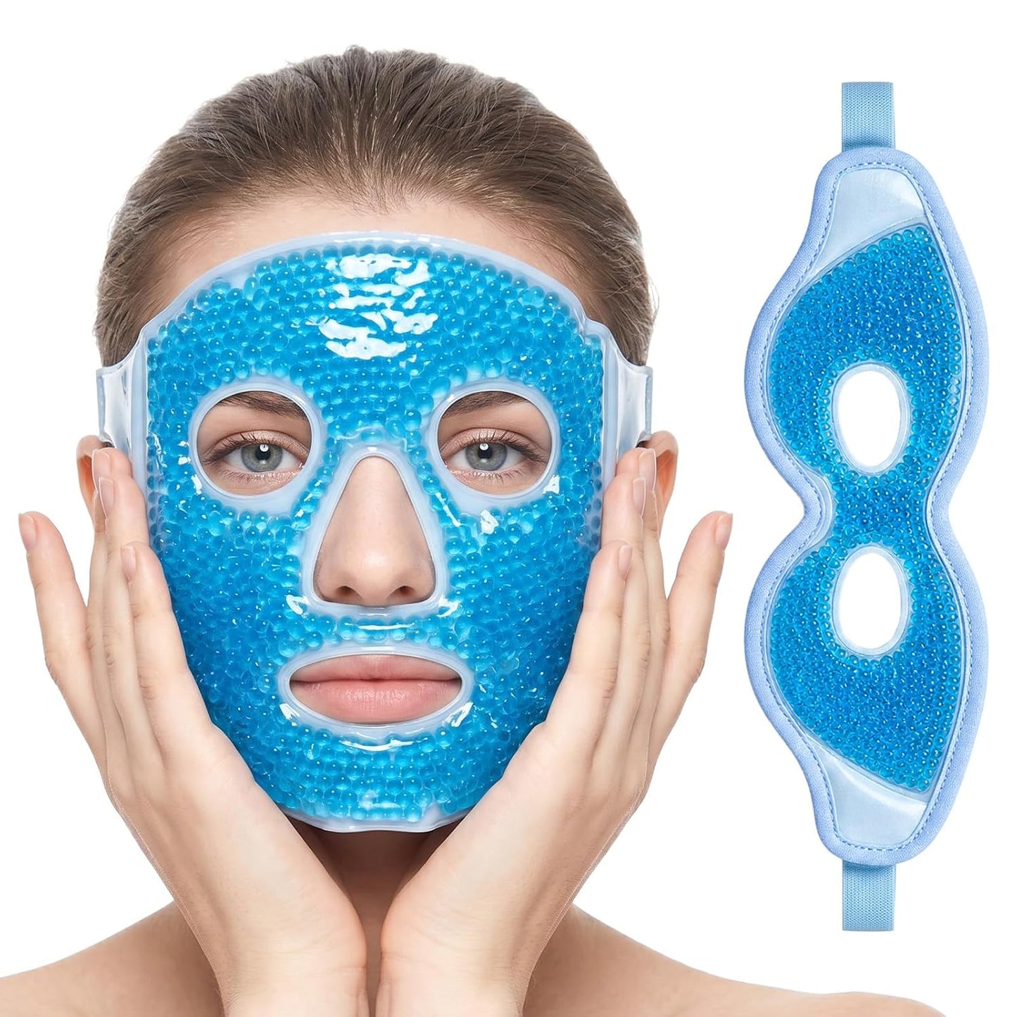 2PCS Gel Eye Mask & Cooling Face Mask for Reducing Puffiness, Bags Under Eyes, Redness, Dark Circles, Cold/Hot Eye Mask for Gift for Women Pack with Soft Plush Backing