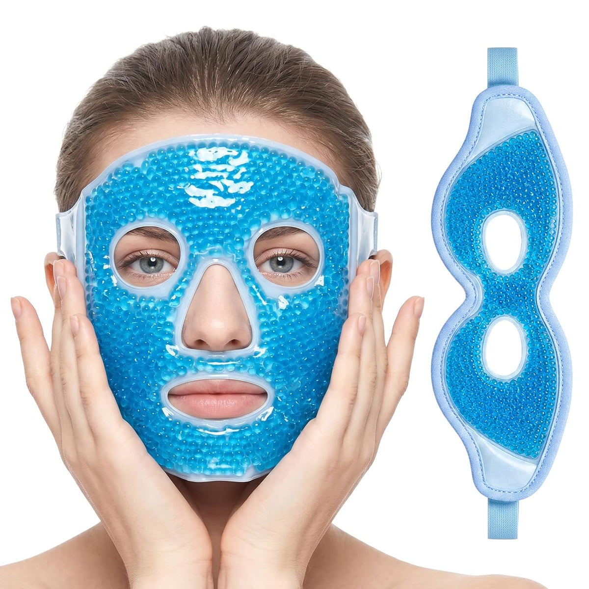 2PCS Gel Eye Mask & Cooling Face Mask for Reducing Puffiness, Bags Under Eyes, Redness, Dark Circles, Cold/Hot Eye Mask for Gift for Women Pack with Soft Plush Backing