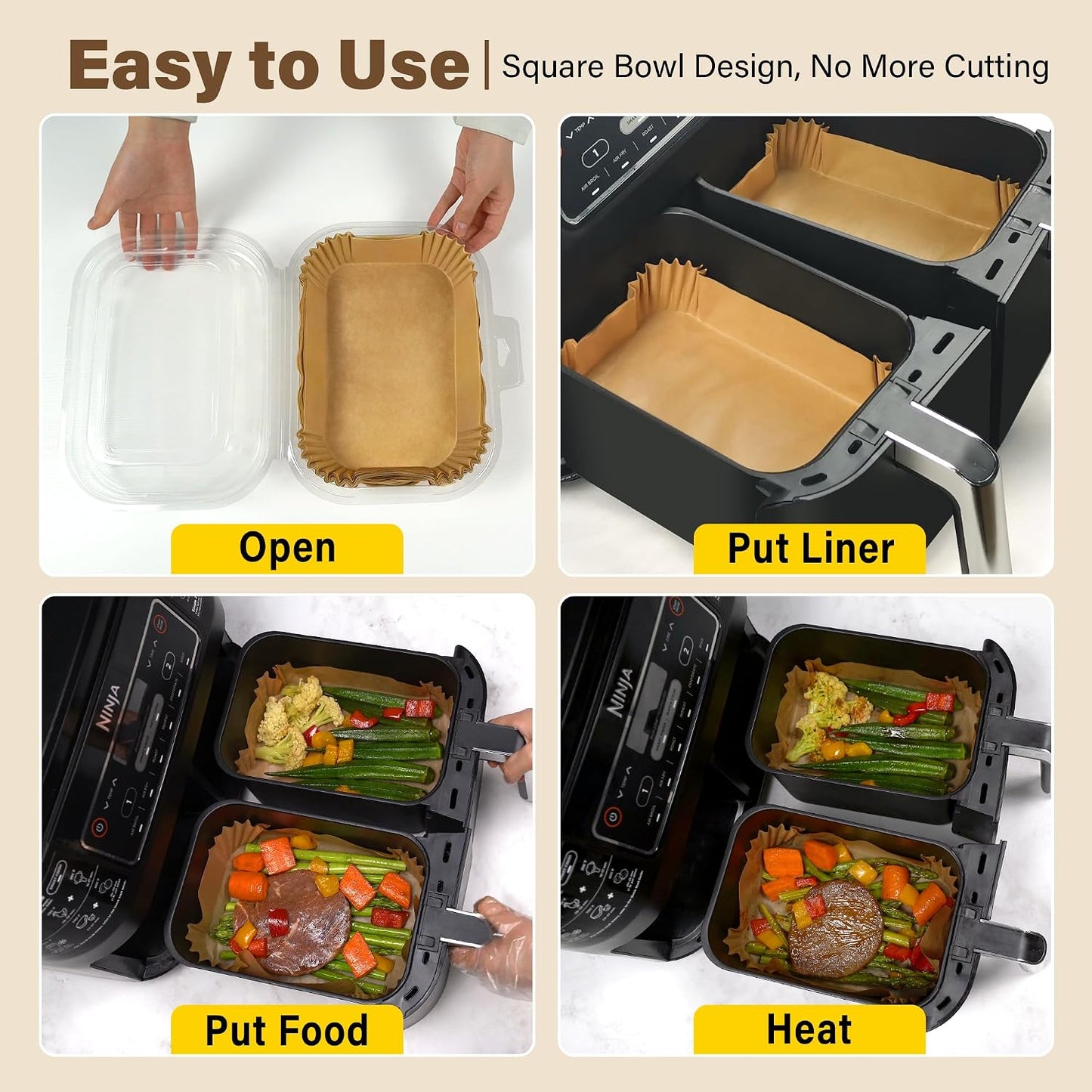 200pcs Air Fryer Liners Disposable, Air Fryer Liners, 8.7" Square Parchment Disposable Paper Liner for Air Fryer, Parchment Paper, Baking, Roasting and Microwave
