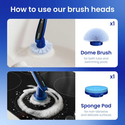 2026 Upgraded Electric Spin Scrubber: 120 Min Runtime, IPX7 Waterproof Cordless Power Scrubber, Adjustable Extension Handle, 8 Heads, 2 Speeds for Shower, Tub, Tile & Floor