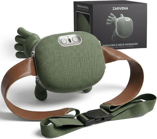 Neck Massager with Heat, Deep Kneading for Neck and Upper Shoulder Relief, Firm Shiatsu Pressure, 3 Modes, Cordless with Adjustable Strap