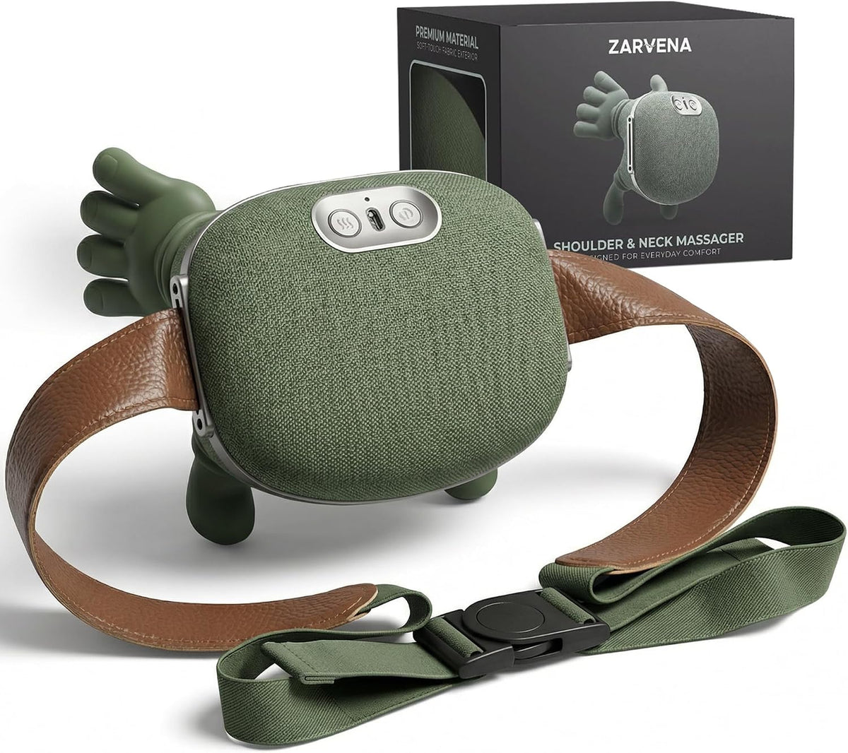 Neck Massager with Heat, Deep Kneading for Neck and Upper Shoulder Relief, Firm Shiatsu Pressure, 3 Modes, Cordless with Adjustable Strap