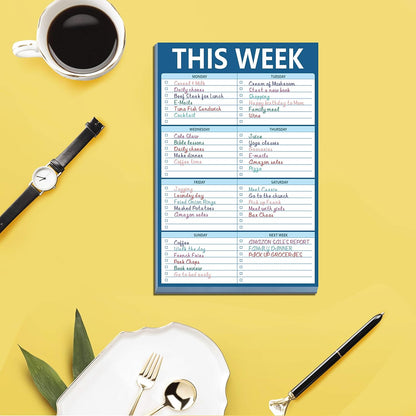 90 Pages Weekly Planner List Note Pad to Do List with Magnet Mountings for Fridge Locker (6" x 9")