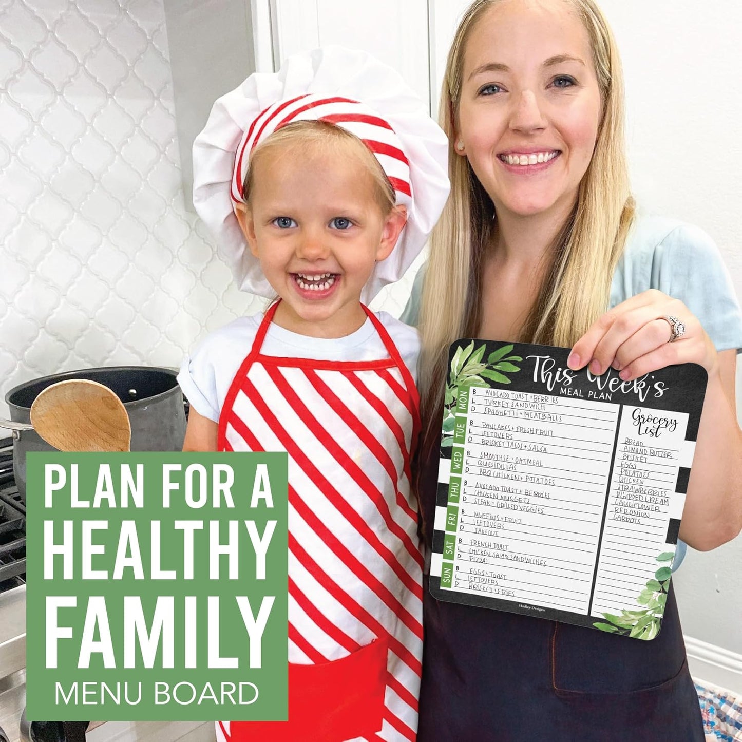 Hadley Designs Weekly Meal Planner for Fridge - Dinner Menu Board for Kitchen, Colorful Weekly Menu Board Dry Erase, Dry Erase Meal Planner for Fridge
