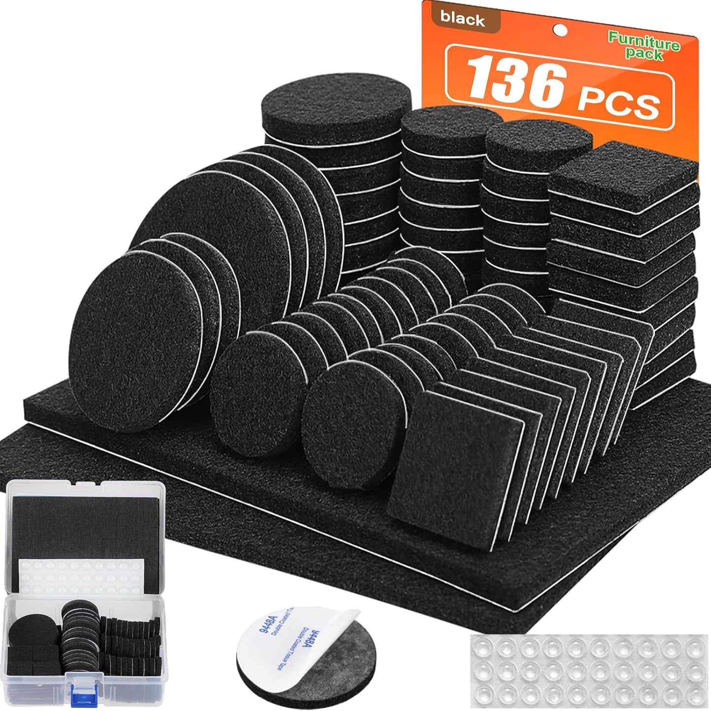 Felt Furniture Pads 300 Pieces, Furniture Pads for Hardwood Floors Black | Self-adhesive felt pads prevent scratches and noise, ideal for chair legs, suitable for hardwood floors and indoor furniture