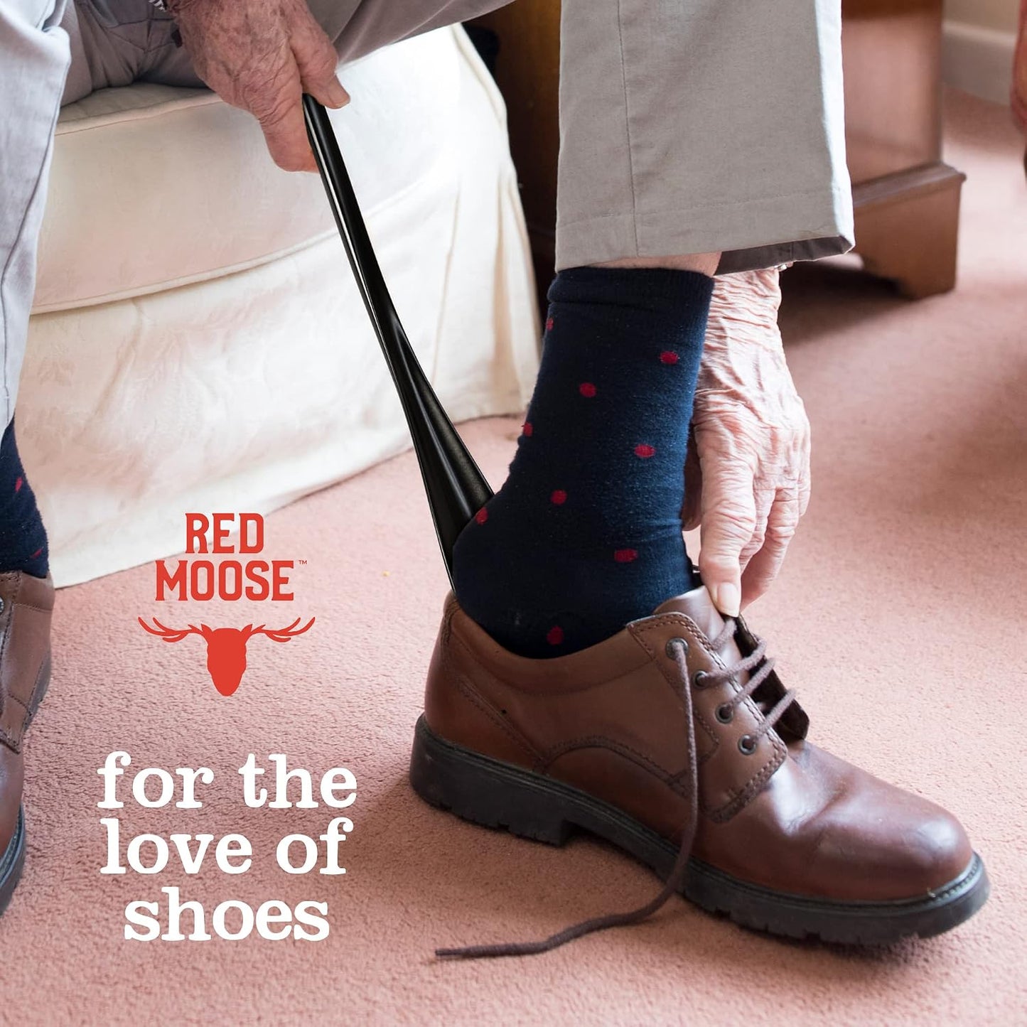 Red Moose Shoe Horn Long Handle Metal 24 inch - Durable and Sturdy for Shoes and Boots