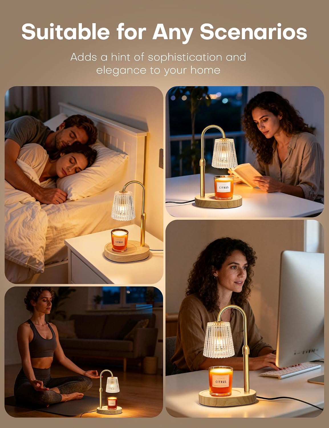 Candle Warmer Lamp with Timer Dimmer, Home Bedroom Decor Gifts for Women | Adjustable Height, Electric Wax Melts Warmer for Jar Candles, Birthday Christmas House Warming Gifts with 2 Bulbs