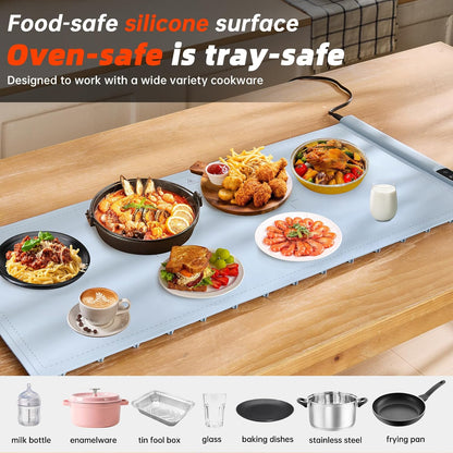 Warming Mat for Food Extra Large- 24"x16" Electric Warming Trays for Buffets Party, Food Warmers for Thanksgiving, Christmas House Warming Gift, Portable Heating Mat with 9 Temp Settings & 6H Timer