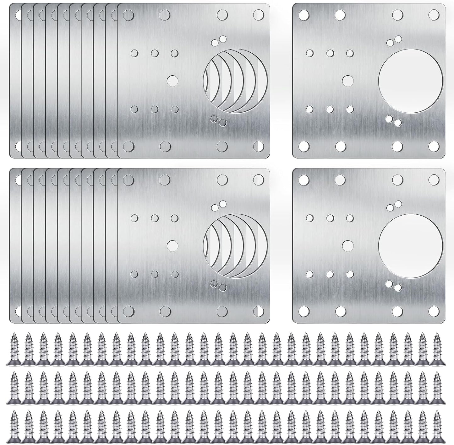 20PCS Cabinet Hinge Repair Plate Kit, Stainless Steel Repair Plate, luluaday Large Cabinet Fix Board Kit with Mounting Screws for Kitchen Cupboard Door, Cabinet and Furniture