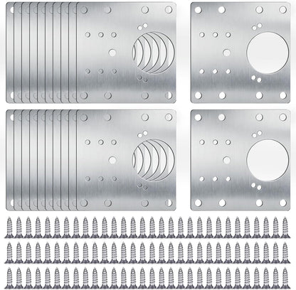 20PCS Cabinet Hinge Repair Plate Kit, Stainless Steel Repair Plate, luluaday Large Cabinet Fix Board Kit with Mounting Screws for Kitchen Cupboard Door, Cabinet and Furniture