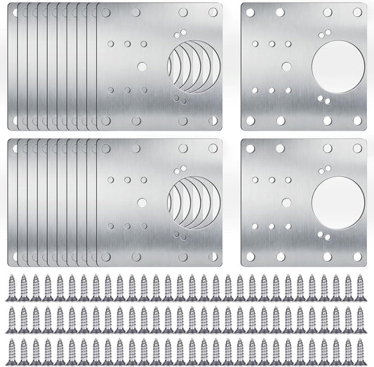 20PCS Cabinet Hinge Repair Plate Kit, Stainless Steel Repair Plate, luluaday Large Cabinet Fix Board Kit with Mounting Screws for Kitchen Cupboard Door, Cabinet and Furniture