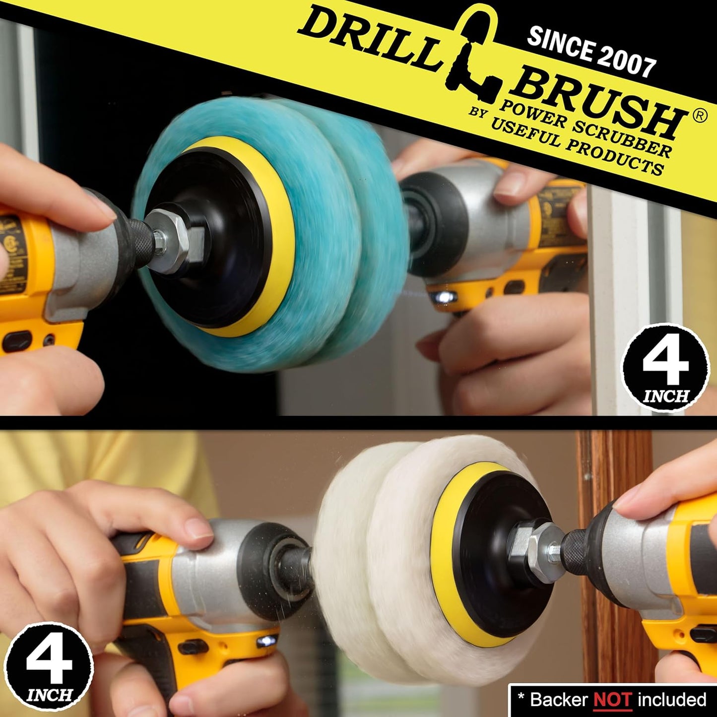 Cordless Drill Attachment - Acid Rain - Pool Tile - Granite - Shower Doors | Scrub - Scour - Drill Pads - Hard Water Stain Remover - Soap Scum - Mold - Mildew - Mineral - Rust - Calcium - Limescale