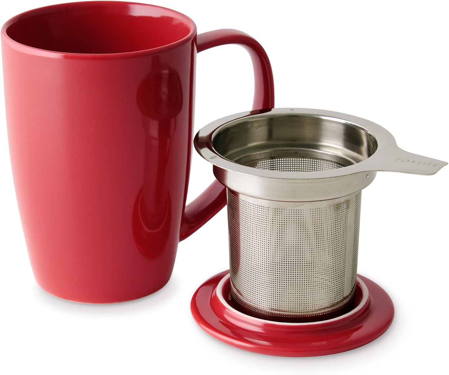 FORLIFE Curve Tall Tea Mug with Infuser and Lid 15 ounces, Lime