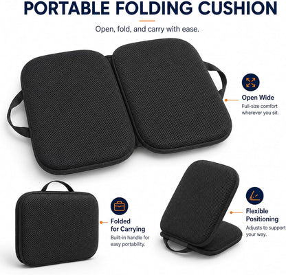 Sojoy iGelComfort 3 in 1 Foldable Gel Seat Cushion Featured with Memory Foam (A Must-Have Travel Cushion! Smart, Easy Travel Cushion) (Size: 18.5“ x 15" x 2")