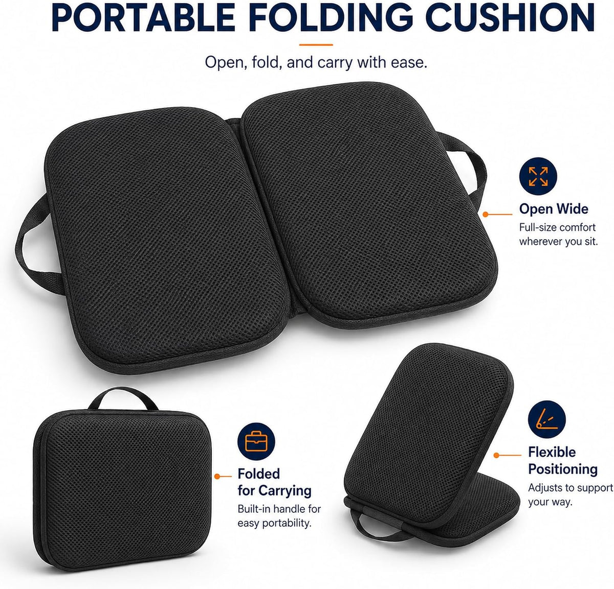Sojoy iGelComfort 3 in 1 Foldable Gel Seat Cushion Featured with Memory Foam (A Must-Have Travel Cushion! Smart, Easy Travel Cushion) (Size: 18.5“ x 15" x 2")