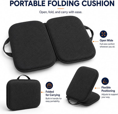 Sojoy iGelComfort 3 in 1 Foldable Gel Seat Cushion Featured with Memory Foam (A Must-Have Travel Cushion! Smart, Easy Travel Cushion) (Size: 18.5“ x 15" x 2")