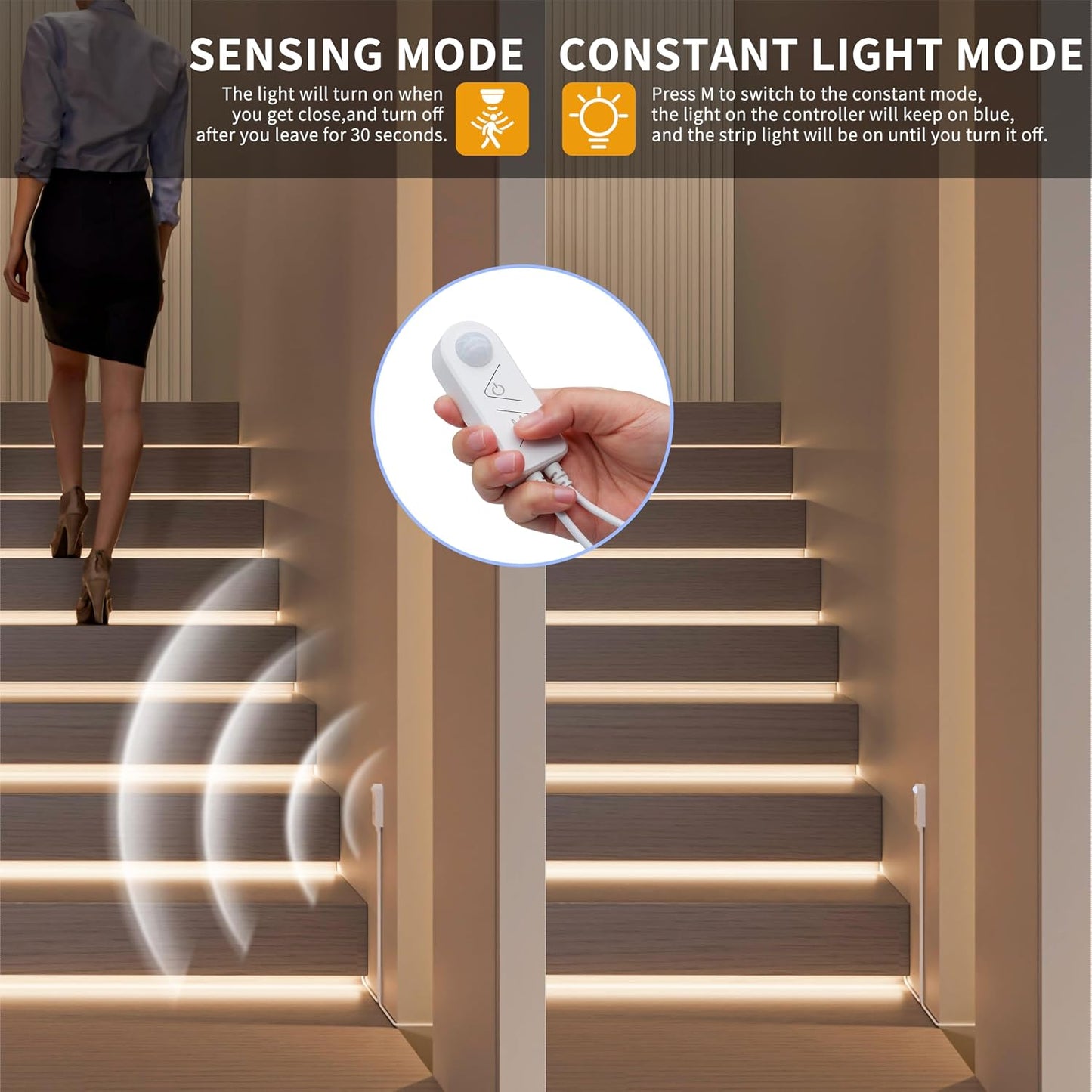 PAUTIX Dotless LED Lights,COB LED Strip Lights with Motion Sensor,5V USB Powered 2700K Warm White,Super Bright Dimmable Motion Activated,Bedroom,Cabinets,Kitchen,Stairs,Closet Indoor Lighting