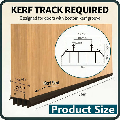 [2 Pack] 36 Inch Exterior Door Sweep with Vinyl Fins – Under Door Weather Stripping Seal for Exterior Doors with Kerf Track | Bottom Door Seal Strip | Draft Stopper & Rodent Proof (Brown)